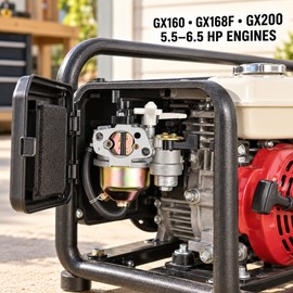 GX160 GX200 Carburetor Replacement Kit for 5.5HP 6.5HP Engines with Fuel Line and 3 Gaskets
