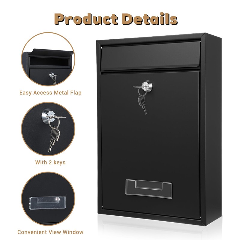 Locked Mailboxes for Outside with Key, Security Mailbox with Key