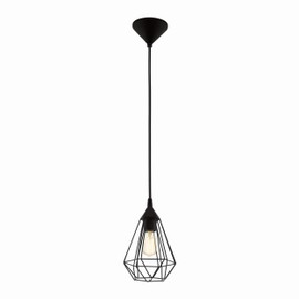 Eglo Tarbes Pendant Lamp, 1 Flame Vintage Pendant Lamp in Retro Look, Material: Steel, plastic. Colour: Black, Frame: E27, Ø 17.5 cm