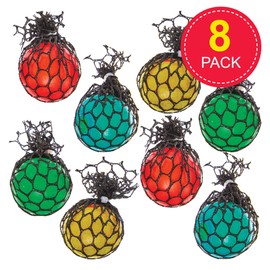 Baker Ross FN140 Mini Mesh Stress Balls - Pack of 8, Rubber Toys, Jelly Toys for Kids, Party Bag Fillers
