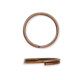 100 Plated Steel 8mm Round Double Loop Split Ring Findings for Jewelry, Keyring Splitrings (Antique Copper)