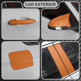 Lypumso 3D Orange Carbon Fiber Vinyl Wraps, Self-Adhesive Decorative Bubble Free Stickers for Cars Moto DIY, Automotive Interior and Exterior Films 1ft x 5ft