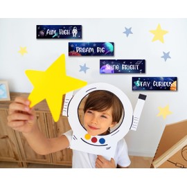 4 PCS Outer Space Room Decor for Boys, Space Wall Decor, Space Nursery Decor for Kids, Space Decor for Boys Room, Wall Decor Boys Bedroom, Space Themed Decor for Toddler, Space Bedroom Decor for Boys