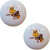 Set of 2 Cartoon Bee Ceramic Cabinet Drawer Knobs