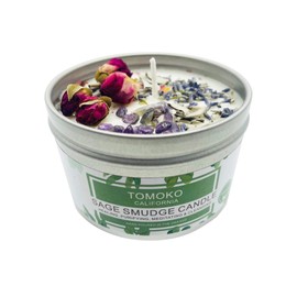TOMOKO White Sage Scented Candle with Rose, Lavender and Crystal! Healing, Purifying, Meditating & Cleansing (Amethyst, 1 Pack)