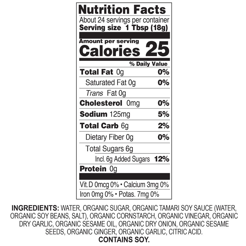 Organic Asian Fusion Low Sodium Teriyaki Sauce- USDA Organic, Non