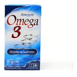 Amegon Omega 3 Aceite De Salmon 60 Capsulas 1200 Mg Hd Sabor Sin Sabor                                                                                
