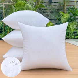 OTPIPCS 18 x 18 Outdoor Pillow Inserts Set of 4 Medium Square Patio Furniture Pillows for Porch Couch Fall Throw Pillow Inserts Premium Decorative Stuffer Pillows Waterproof White Sofa Cushion