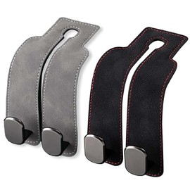 Pack of 2 Double Hooks for Car Seat Back, Car Headrest Hook, Car Storage Hook, Leather Car Seat Hook for Car Seat Back Seat Hook, Headrest Hanger, Handbag Holder, Bag Hook