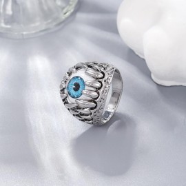 Juego de 10 anillos punk clásico para hombres y mujeres, anillos góticos plateados y negros, garra de serpiente, calavera de pulpo y ojos del infierno, Aleación, plata, Zirconia cúbica