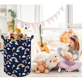 HIYAGON Rainbow Baby Laundry Basket Baby Hamper for Nursery Girl Kids Soccer Hamper Cute Kids Toys Storage Bin Organizer Soccer Room Decor for Home(Blue Rainbow)