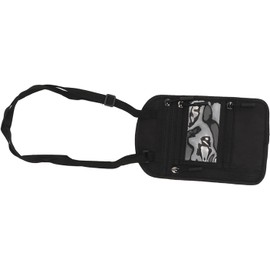 Cartera de Viaje para el Cuello, Porta Pasaporte, Cartera para el Cuello, Diseño en Capas, Bolsillo Oculto con Cremallera para Viajes de Negocios (BLACK)