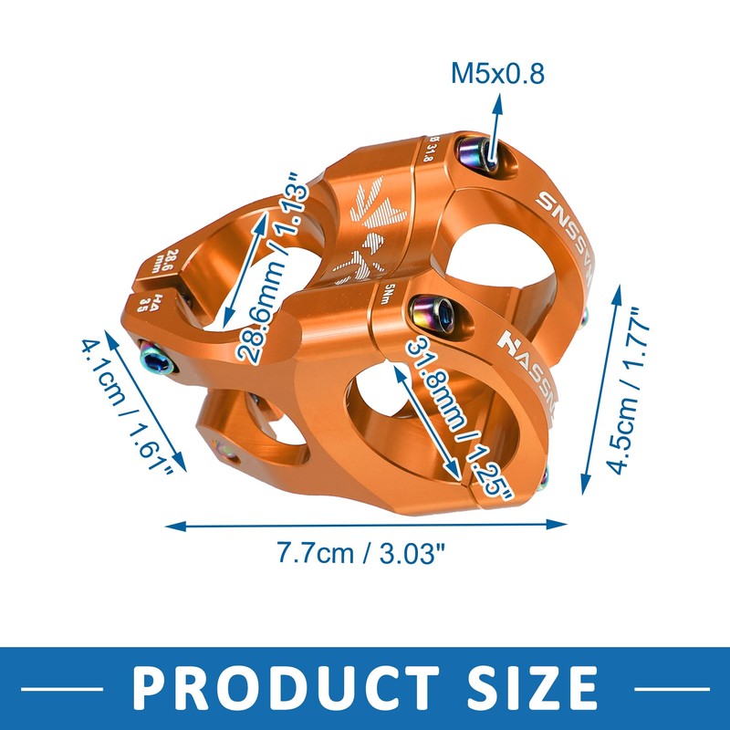 A ABSOPRO Mountain Bike Stem Handlebar 35mm Aluminium Alloy Orange