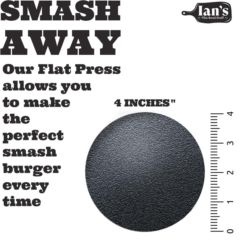 IAN's Smash Burger Press 4 Inch, Cast Iron Hamburger Press