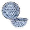 Made in Japan Japanese Soup Noodle Rice Bowl 6"D Porcelain Blue Asanoha Made in Japan