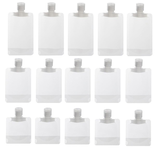 QRZLP 15Pcs Refillable Travel Pouches, 30ml/50ml/100ml Travel Pouches for Toiletries