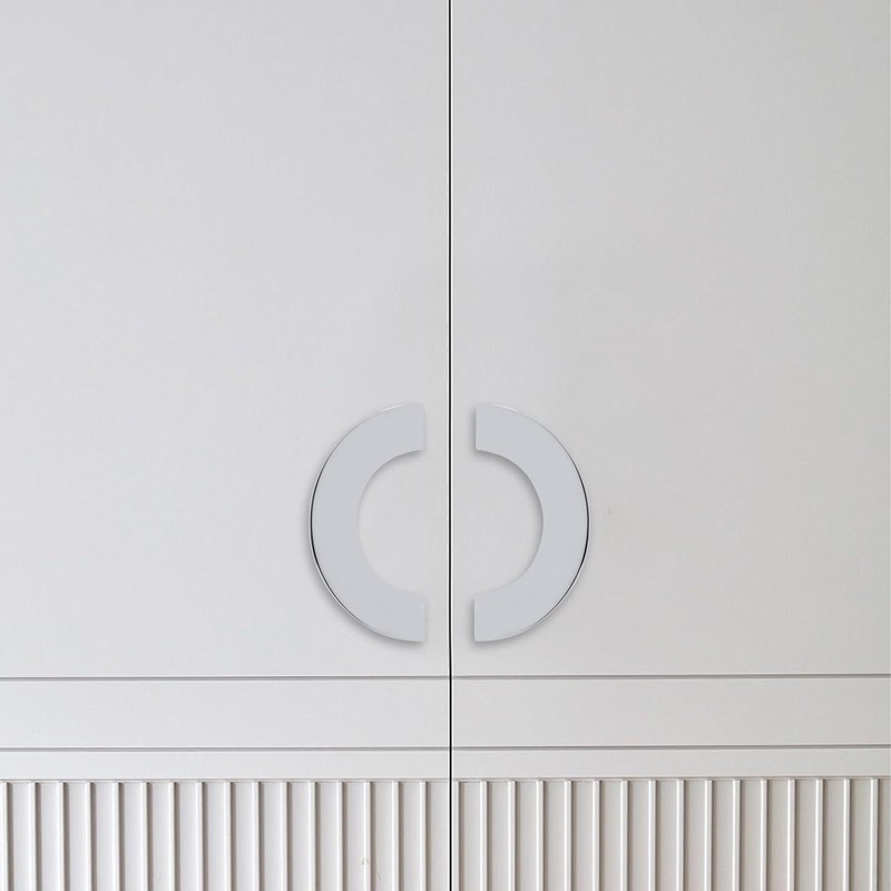 Geesatis 2 Pcs Semicircle Cabinet Handles Wardrobe Drawer Nickel Brushed