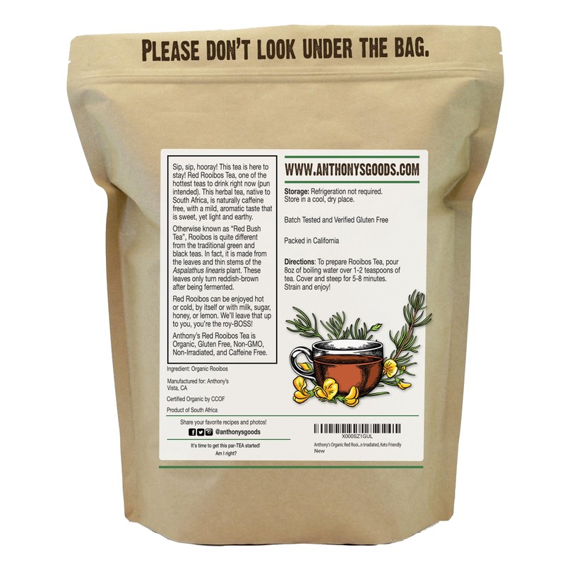 Anthony's Organic Red Rooibos Loose Leaf Tea, 1 lb, Gluten