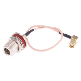 RFaha 2pcs RF coaxial Coax Cable Assembly SMA Male Right Angle to N Female Bulkhead 8in Connector Adapter(F45-2)