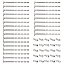 50 Pieces Door Handle Screws, M4 Door Handle Bolt Through Fixings Nickle Plated Iron Connecting Bolts and Sleeves Adjustable Length Connecting Screw Bolts for Door Handle
