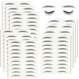 20 Sheets 200 Pairs Eyebrow Tattoo Sticker Waterproof 4D Hair-Like Natural Fake Tattoo Eyebrows Transfers Stickers Peel Off Brows Grooming Shaping Makeup Sticker for Women Girls, Black