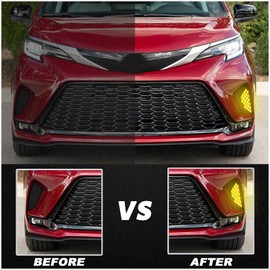 KEEGTBOX Switchback White/Amber/Blue DRL LED Front Fog Lamp Daytime Running Light Sequential Flash Turn Signal Feature Compatible with Toyota Sienna XSE 2021 2022 accessories (Front Fog Light)