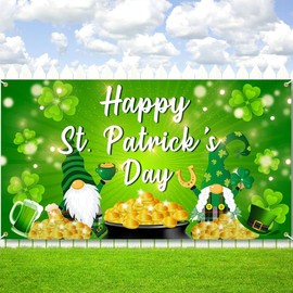 Wuhetyo St Patricks Day Backdrop, 71 * 45inch Happy St Patricks Day Decorations Backdrop for Photography Background Photo Booth Props Irish Party Decor Lucky Shamrock st. Patrick’s Day Party Banner