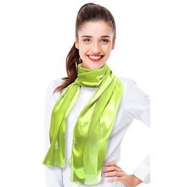 CBC Crown Women's Silk Feel Solid Color Satin Striped 13" x 60" Fashion Shawl Scarf (Lime - 13" x 60")