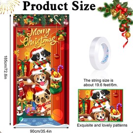 DPKOW Dog Christmas Door Banner for Christmas Decorations, Dog Christmas Banner Christmas Door Cover for Front Door, Fabric Christmas Porch Banner for Christmas Door Decoration Supplies, 185 * 90cm