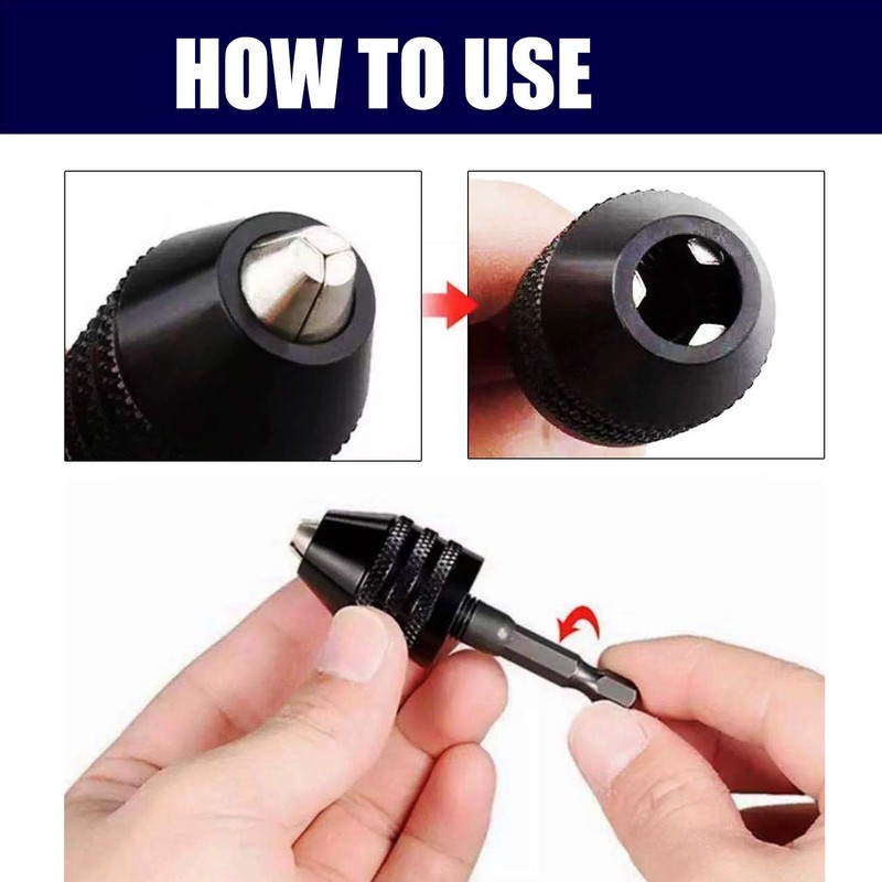 Keyless Drill Chuck Adapter 2 PCS Quick Change 1/4” Hex