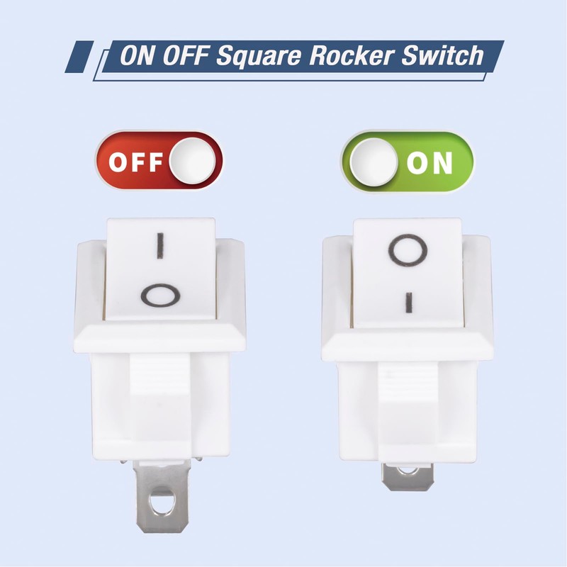 VEXUNGA Toggle Switch 2-Pin White On Off Rocker Switch 6A