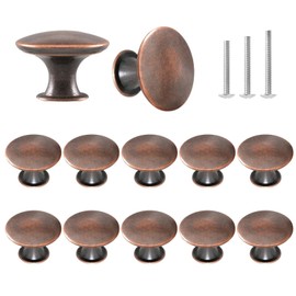 ShipeeKin 12 x Vintage Cupboard Knobs, Drawer Knobs, Antique Cupboard Knobs, Furniture Knobs, 30 mm for Dresser, Wardrobe, Bathroom, Office, Kitchen (Red Copper)