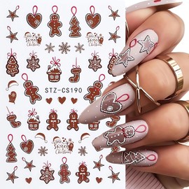 Christmas Nail Stickers - Cute Elk & Santa Claus Designs, Stars & Hearts, DIY Nail Art Decals for Women, 6Pcs