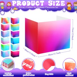 SATINIOR 24 Pcs Desk Dividers for Students, 12 Colors Testing Dividers Privacy Folders for Classroom Must Have Bulk, Study Panel for School Teacher Student Study Supplies(Bright Style)