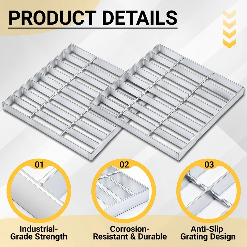 Otoolling 2 Pcs Galvanized Steel Drain Grate 12x12 inch Heavy