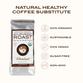 Ayurvedic Roast - Hazelnut, Organic Coffee Substitute Caffeine Free Antioxidant Adaptogenic Non Acidic Grain Coffee Chicory Ashwagandha 11 oz.