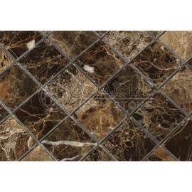Emperador Dark Spanish Marble 2 X 2 Mosaic Tile, Polished