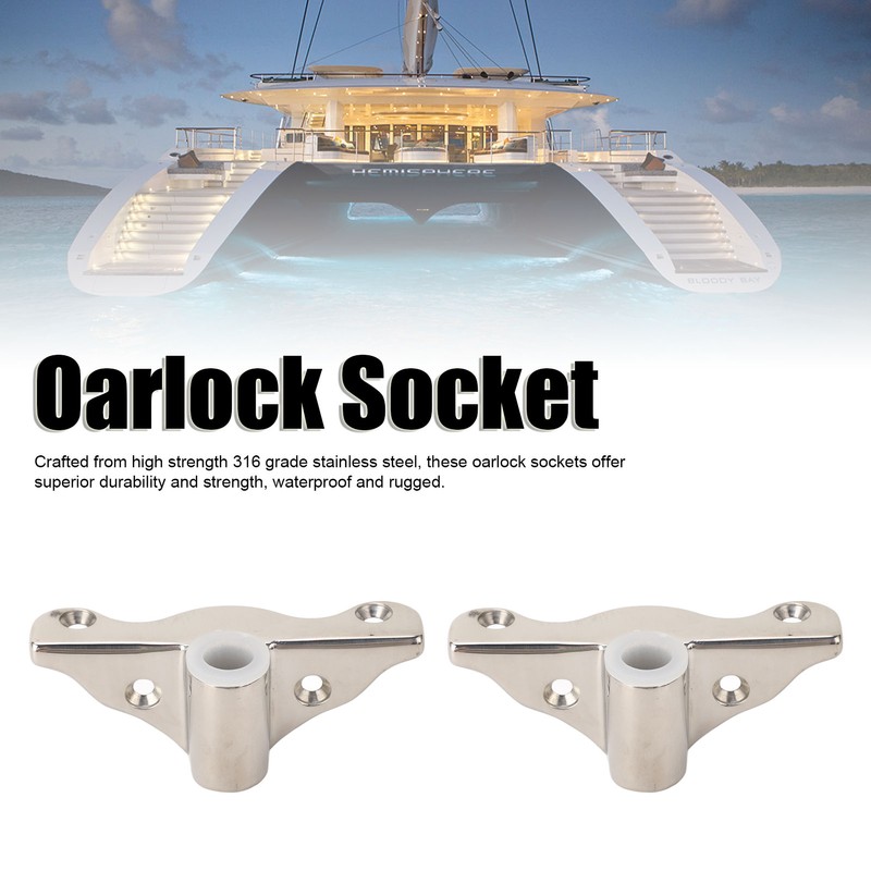2PCS 1/2in Oarlock Socket 316 Stainless Steel Polished Finish Side