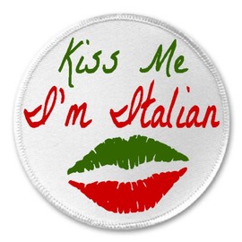 Kiss Me I'm Italian - 3" Sew/Iron On Patch Born Raised Pride Italy Flag