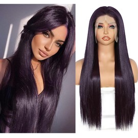 Sapphirewigs Long Straight Wig Purple 13 x 6 Lace Front Wig Women's Kanekalon Futura Synthetic Wig 150% Density Party Daily Wear 26 Inches