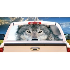 SignMission WOLF 1Rear Window Graphic back truck decal suv view thru vinyl, 18" X 58", Wolf1