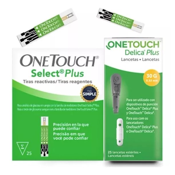 OneTouch Kit Onetouch Select Plus Simple 25 Tiras Y 25 Lancetas