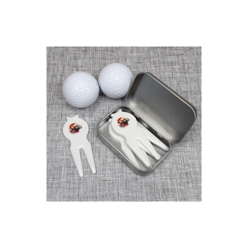 'Rat Wearing A Santa Hat' Golf Divot Tool/Repair Fork Gift