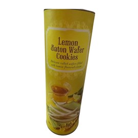 Lemon Baton Wafer Cookies – Rolled Wafers Filled with Lemon Flavored Cream – Light & Crispy Snack, 100g Tube