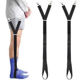 Ouligay 1 Pair Shirt Stays for Men Mens Shirt Stays with Non-Slip Clamps Adjustable Shirt Stay with Foot Loops Garters for Men Elastic Suspenders Holders Tucker Garters for Women