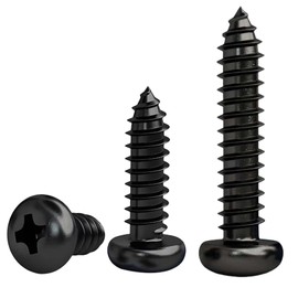 FandWay 100Pcs Self Tapping Screws Black,M3x12mm Small Wood Screws 304 Stainless Steel,Pan Head Self Drilling Screw,Round Head Sheet Metal Screw Phillips Drive for DIY WoodWork Repairs.