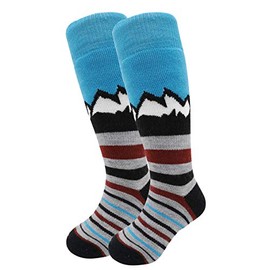 2 Pairs HIGHCAMP Kids Merino Wool Ski Snowboard Socks Boy Girl Toddler Snow Socks/Stripe Blue, M