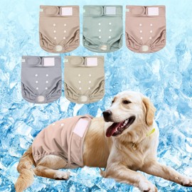 wegreeco Summer Cooling Dog Diapers Female, Reusable Dog Cooling Diapers, High Absorbent Puppy Doggie Panties for Heat, Excitable Urination, or Incontinence, Self-Cooling, 5 Pack(Elegant, Large)