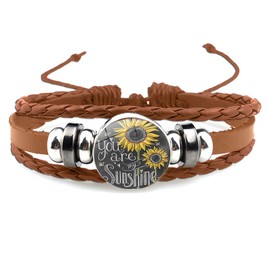 Gmamasim Home Sunflower Gifts Sunflower Leather Bracelet for Women You are My Sunshine Boho Bracelets for Wife Daughter Mom Birthday Friendship Bracelets Gifts for Her (B)