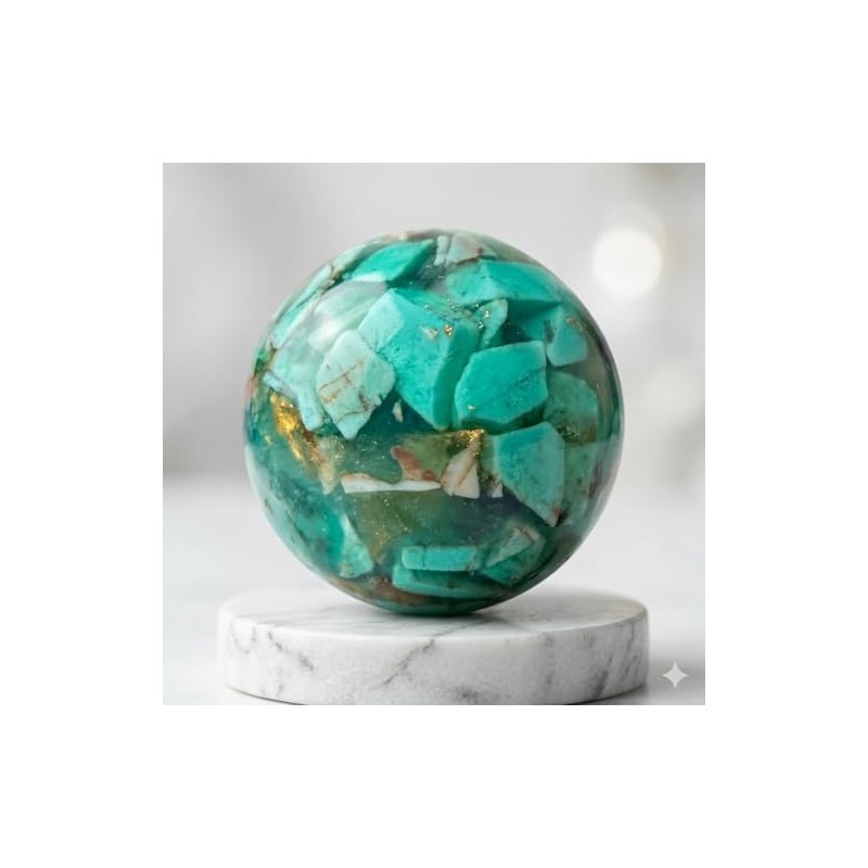 Jabón de Glicerina Artesanal Turquesa, Forma Esférica, 291 g